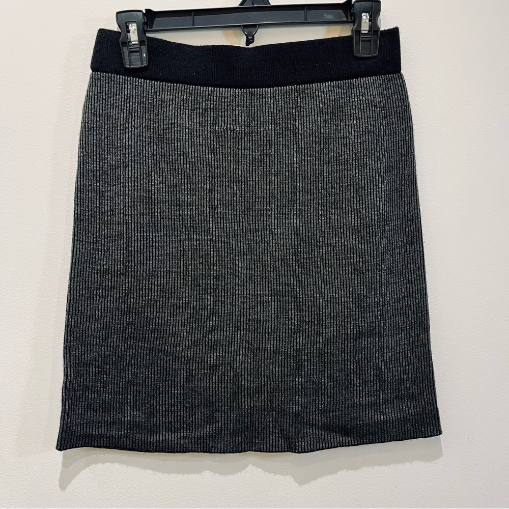 Kenar | Black and Gray Striped Wool Pencil Skirt | Sz Small